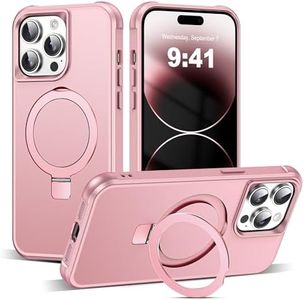 SKYLMW Compatible with iPhone 14 Pro Max Case with Invisible Magnetic O-Ring Stand Military-Grade Case for iPhone 14 ProMax 6.7" [Compatible with Mag-Safe][Great Grip Feeling], Rose Gold