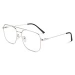 GQUEEN Pilot Style Fake Glasses Fashion Retro Vintage Metal Frame Clear Lens Glasses Womens Mens UV400