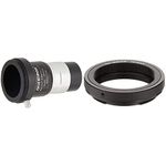 Celestron 93640 1.25 Inch Universal Barlow and T-Adaptor, Silver/Black & 93402 T-Ring Adapter for Nikon Digital Cameras, Black