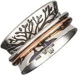 ENERGY STONE Double Tree Meditation Spinner Ring with 1 Brass 1 Copper Spinners (SKU US59) (8)