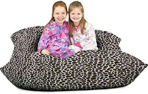 ULTIMATE SACK Bean Bag Floor Pillow, Oversize Comfy Chair Couch Lounge Sofa Loveseat Furniture | Giraffe Print Fur