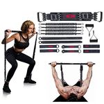 INNSTAR Portable Home Gym Set with Workout Bar, Bench Press Set, Squat Resistance Band, Door Anchor and More-Full Body Workout Equipment to Build Muscle(Black-200lbs)