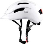 PHZ. Adult Bike Helmet Bicycle Helmet with Light for Men Women Mountain Road Skateboard with Extra Replacement Detachable Visor & Inner Pads Safety Certified (Matte White1, Universal L (59-61 cm) a)