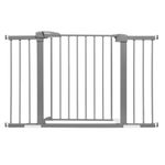 Mom's Choice Award Winner-BABELIO Metal Baby Gate, 29-48'' Easy Install Pet Gate, Extra Wide Walk Thru Child Safety Gate with Door, Pressure Mounted Dog Gate for Doorways & Stairs, Gray