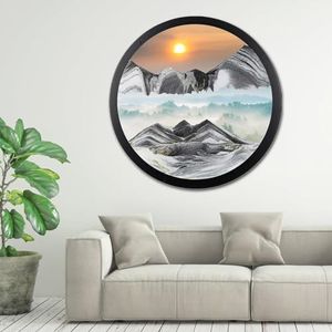 AECEVAN 23.6'' Moving Sand Art - 360 Rotating 3D Liquid Motion Wall Art Mounted Glass Crafts With Flowing Sand for Home Office Decoration - Relaxing Mood Gift