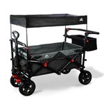 MAIZOA Foldable Wagons with Removable Canopy, Safety Belts, Reversible Handlebar, Removable Canopy, with seat Belts