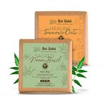 Nat Habit Healing Turmeric-Oats & Sacred Neem-Basil Butter Bath Soap, Anti-bacterial With Cold Processed, Body Acne, Pimples & Tan Removal (125g x 2, Combo)