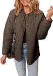 Dokotoo Jackets for Women Warm Winter Drop Shoulder Quilted Jacket Button Down Long Sleeve Puffer Jacket Womens Coats Fall Fashion 2024 Trendy Comfy Oversized Padded Coat with Pockets Brown XL