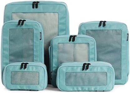 Aerotrunk Compression Packing Cubes for Travel - Luggage Organizer Bags - Double Zipper Packing Cubes for Suitcases (6-Pack, Teal)