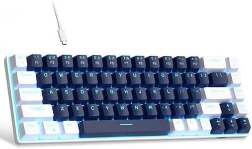 Portable 60% Mechanical Gaming Keyboard, MageGee MK-Box LED Backlit Compact 68 Keys Mini Wired Office Keyboard with Blue Switch for Windows Laptop PC Mac - Blue/White