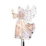 White and Gold Angel Light Up Christmas Tree Topper with 10 Lights 11 Inch Tall