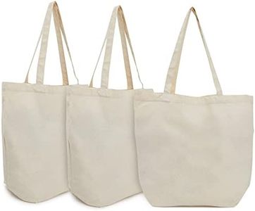 Okuna Outpost Reusable Canvas Grocery Bags, Non Woven Cloth Tote Bags with Handles for Shopping (16.5 x 19.5 In, 3 Pack)