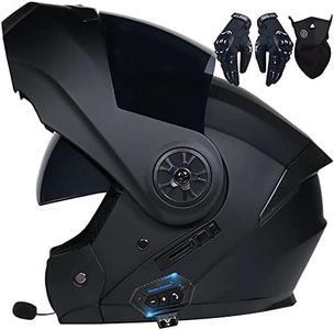 Letetexi Casque Modulable Moto Bluetooth Intégré ECE Homologué avec Double Visière Anti-buée Casques Intégraux Racing Motocross Ventilation Noir Mat pour Homme Femme 55~62cm