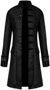 Chaqueta de hombre, frac medieval gótico, Steampunk, levita para Halloween, carnaval, cosplay, disfraz (as3, edad, talla única, negro, XL)