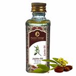 Passion Indulge Jojoba Oil for Hair Growth, Dandruff and Scalp Disorders - 60ml | 100 % Natural | Aromatherapy | Vegan | Peta Certified | Natural | Natural Oil | 100% Vegetarian | Hair and Skin Care Cold Pressed | No Additive No Fragrance | Organic Certified Carrier Oil