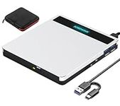 External CD DVD Drive, USB 3.0 Type-C Portable CD/DVD RW ROM Burner Rewriter with SD/TF Slot & 2 USB Ports,Slim Optical Disc Reader Writer DVD Player for Laptop Mac PC Windows11/10 Macbook Pro