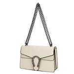 Leather Shoulder Bag Chain Purse for Women - Fashion Crossbody Bags Vintage Snake Print Underarm Bag Square Satchel Clutch Handbag(White)