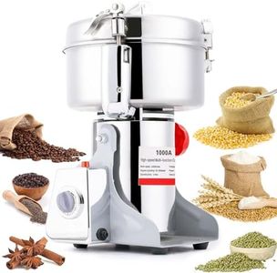 BI-DTOOL 1000g Electric Grain Mill 36000r/min High-speed Grain Dry Spice Herb Grinder Machine 2600W 304 Stainless Steel Superfine powder Grinder for Kitchen Home and Commercial