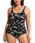 DELIMIRA Women's Plus Size Swimsuit One Piece Bathing Suit Backless Basic Modest Swimwear Spring Brightness 24 Plus