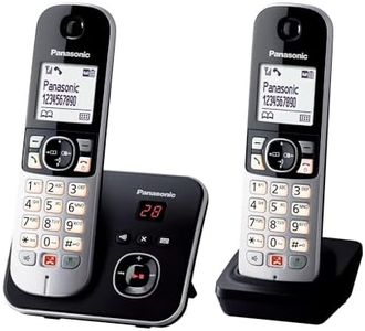 Panasonic KX-TG6862JTB Telefono Cordless Digitale con Segreteria Telefonica Digitale, Unità Base e 2 Ricevitori, ID Chiamante, Blocco Chiamate, Blocco Chiamate Automatiche, Display LCD, Nero