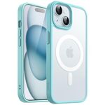 JETech Magnetic Case for iPhone 15 6.1-Inch Compatible with MagSafe, Translucent Matte Back Slim Shockproof Phone Cover (Bright Blue)