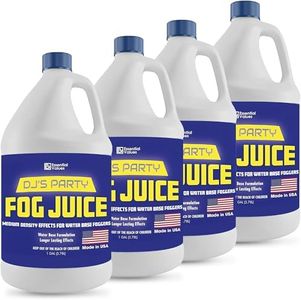 Essential Values Smoke Machine Fog Fluid for Fogging Machines – Fog Juice That Produces Long-Lasting Medium Density Smoke for Water-Based Foggers For 400-1500 Watt Machines (4 pack)