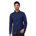 KRAFT INDIA Men's Regular Fit Navy Blue Cotton Twill Bandhgala Coat/Blazzer