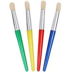 JCF Kids Paint Brushes,4 PCS Painting Brushes Set Flat Tip with Plastic Handle and Hog Bristles Painting Brushes,Multi Color Paint Brushes for Kids Beginners Art Supplies