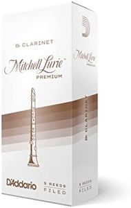 D'Addario Woodwinds Mitchell Lurie Premium Bb Clarinet Reeds - Filed, Featuring Thinner Tip, Thicker Spine - Strength 2.5, 5-Pack