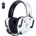 Vakedy Wireless Gaming Headset for PC, PS4, PS5, Mac,Switch,Mac,2.4GHz USB Gaming Headset with Microphone Bluetooth Gaming Headset 50mm Drivers, 50Hr Battery,Low Latency,Lightweigh-White