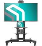 ONKRON Mobile TV Stand on Wheels for 40"-70" Screen, Rolling Television Trolley up to 60,5 kg, Professional TV Stands VESA 100x100-600x400, Height Adjustable Television Cart Shelf Black TS1552-B