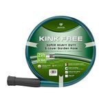 Worth Garden 3/4 in. x 25 ft. Water Hose - Heavy Duty Durable Non Kinking Garden Hose - PVC Material Hose with Brass Fittings - Flexible Hose for Household and Commercial Use - Dark Green