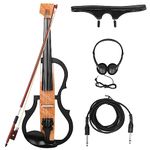 Naiveferry Electric Silent Violin Full Size 4/4, Carbon Fiber Mute Violin With Shoulder Rest Earphones Electric Violin Kit for Beginners Teens