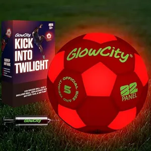 GlowCity Glow in The Dark Soccer Ball | Light Up Indoor/Outdoor Soccer Ball with 2 LED Lights | Pre-Installed Batteries | Fun Gift for Teens
