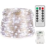 Twinkle Star Fairy Lights Battery Operated, 30m 300 LED Copper Wire String Lights with Remote/Timer/8 Modes, Waterproof Indoor Outdoor Christmas Lights for Xmas Tree Decorations, Cold White