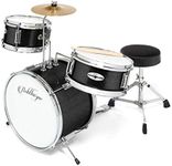 Ashthorpe 3-Piece Complete Kids Drum Set - Beginner Kit with 14" Bass, Adjustable Throne, Cymbal, Pedal & Drumsticks - Black