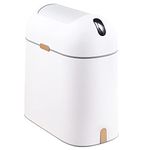 Elpheco 9.5 Liters Motion Sensor Bathroom Bin, 2.5 Gallon Waterproof Trash Bin with Butterfly lid, Bathroom Waste Basket Garbage Bin for Bedroom Kitchen and Office use, White with Golden Button