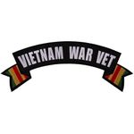 Vietnam War Vet Rocker Patch With Flags - 11x4.5 inch. Embroidered Iron on Patch