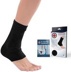 Doctor Developed Ankle Brace/Compression Sleeve/Ankle Support - & Doctor Written Handbook - Protector/Guard with Silicon Gel Pad for Foot Support [Single] (Black, S)