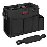 Vinsani Cleaning Caddy Multifunctional Storage Organiser Bag with Handle and Adjustable Waist and Shoulder Straps for Cleaning Supplies, Home, Craft, Car and Garden Tool Kit – Large Black