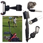 Stratus Golf Fairways & Greens Bundle. 1 Golf Swing Analyzer Selfie Phone Clip, 1 Divot Tool (with Magnetic Ball Marker), 1 Golf Club Brush, 1 Golf Ball Alignment Tool