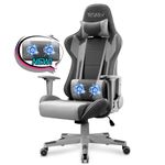 Homall Massage Gaming Chair for Adults, Ergonomic Office Desk Arm Chair for Home, Swivel Racing Computer Chairs, High Back Reclining Chair with Cushion and Back Support (Gray)