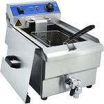 Professional Large Size 16 Ltr Deep Fryer Machine Heavy Solid Weight with Drain Tap 5 Year Warranty For Restaurant & Hotel