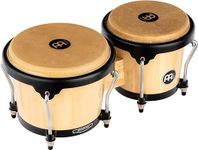 Meinl Percussion Bongos Headliner Wood - 2 hand drums with 6.75 and 8 inches - including tuning key - Siam Oak, Natural (HB100NT)