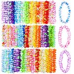 Ruisita 144 Pieces Hawaiian Garland Party Decorations 36 Colors Hawaiian Leis Necklaces Multi Colorful Tropical Leis Necklace for Luau Themed Party Decorations