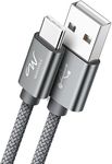 Wayona USB Type C Fast Charging 2M/6FT Long Cable 3A QC 3.0 Data Cable Compatible with iPhone 15, Samsung Galaxy S24 S24 Ultra S23 S22 S20 S21 FE M14 A14 5G, Android Auto & CarPlay (2M, Grey)