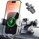 ISEYOU Car Phone Holder Wireless Charger Auto Clamping, 15W Fast Charging Wireless Car Charger for Dash Windshield Vent Compatible with iPhone 16 15 14 13 12 Pro Max, Samsung Galaxy S24+ S23 Ultra