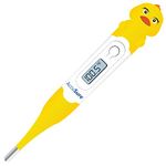 AccuSure Plastic Waterproof Instant Flexible And Soft Tip Digital Thermometer Kids Edition | Duck Design | High Accuracy 30 Second With Alarm | 01 Years Warranty, Pack Of 1