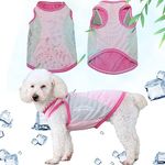 Runmeihe Dog Cooling Vest, Safe Dog Coat with Reflective Strip, Breathable Mesh Dog Clothes for Summer, Light Weight Cooling Dog Jacket (L, Pink)