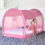 LEEDOR Mosquito Net Bed Tent Canopy Indoor Tent Privacy Bed Fort Dream Tent for Kids or Adult Pink Twin 75 X 39 X 47H'' (Mattress Not Included)